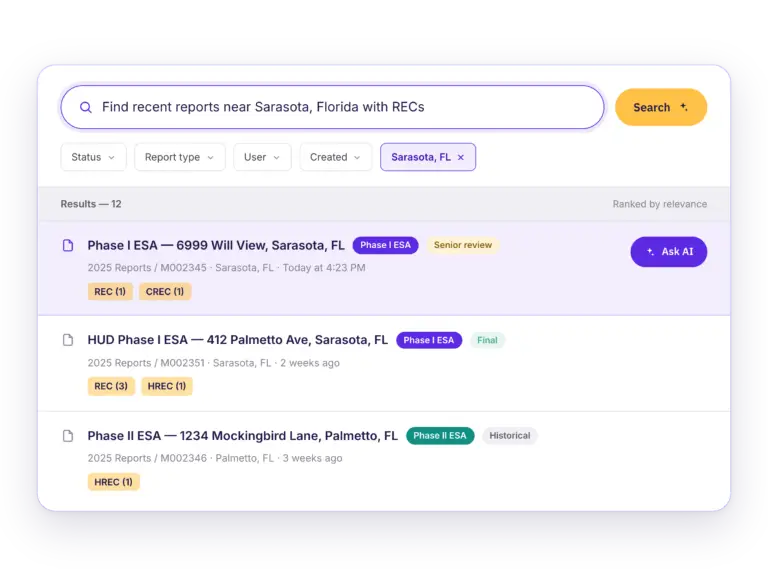 Quire AI returning project results for a natural-language search